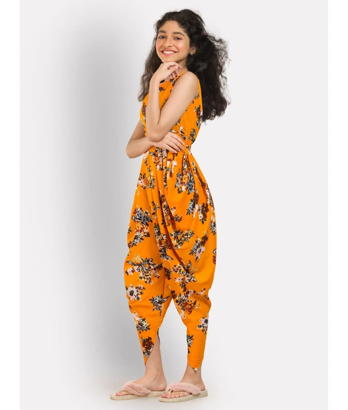 Elasticated Dhoti Jumpsuit for Girls