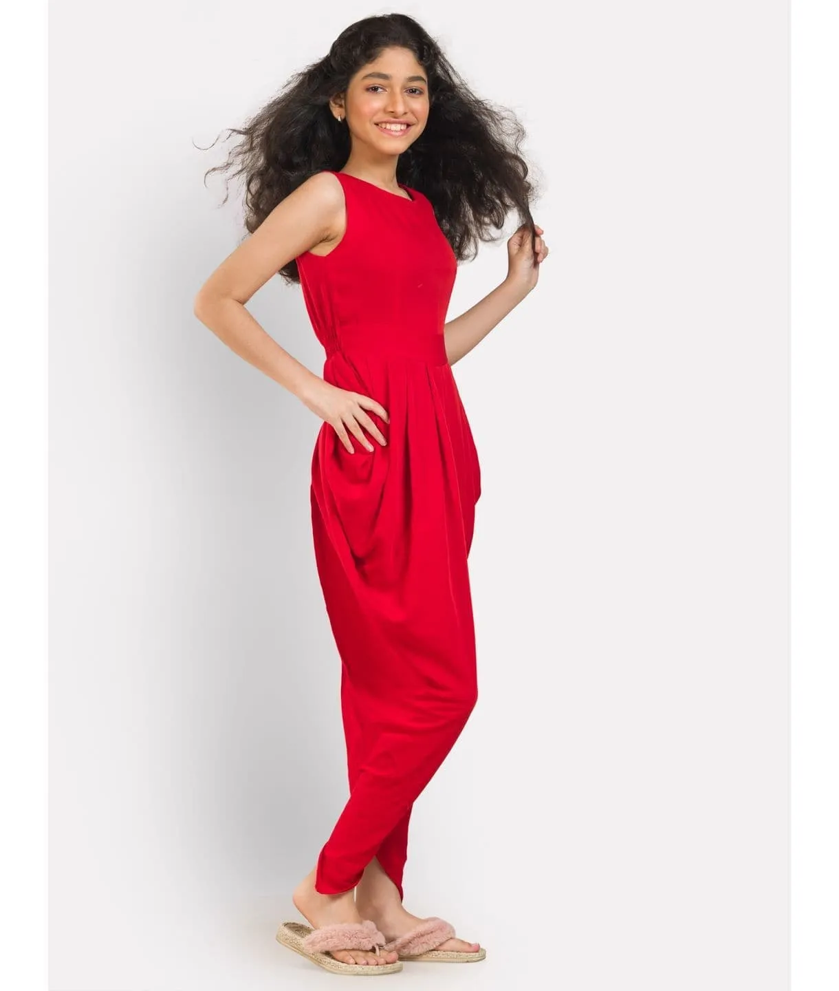 Elasticated Dhoti Jumpsuit for Girls