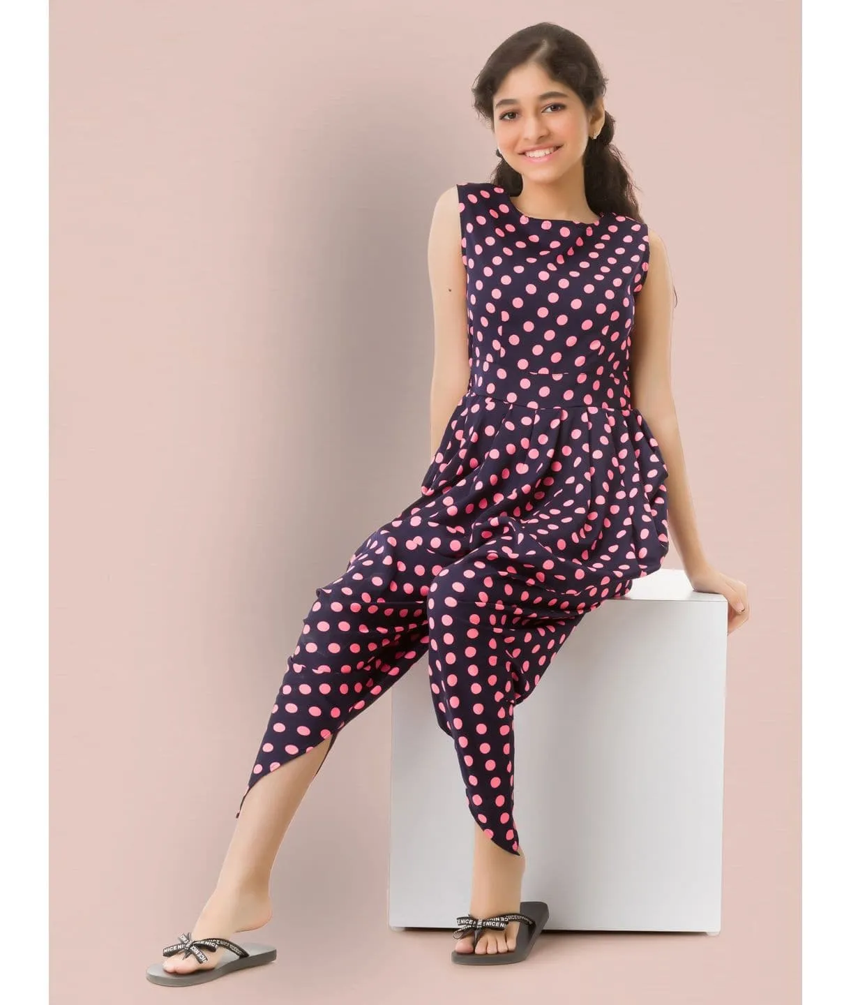 Elasticated Dhoti Jumpsuit for Girls