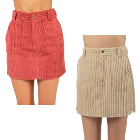 Fitted Wide Corduroy Mini Skirt