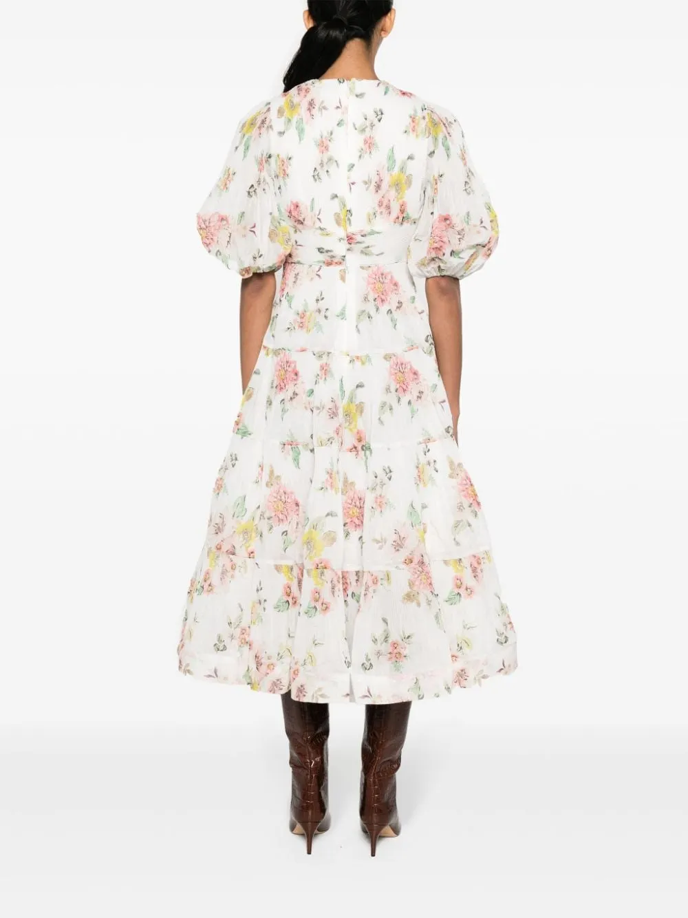 Floral-print pleated midi dress<BR/><BR/><BR/>