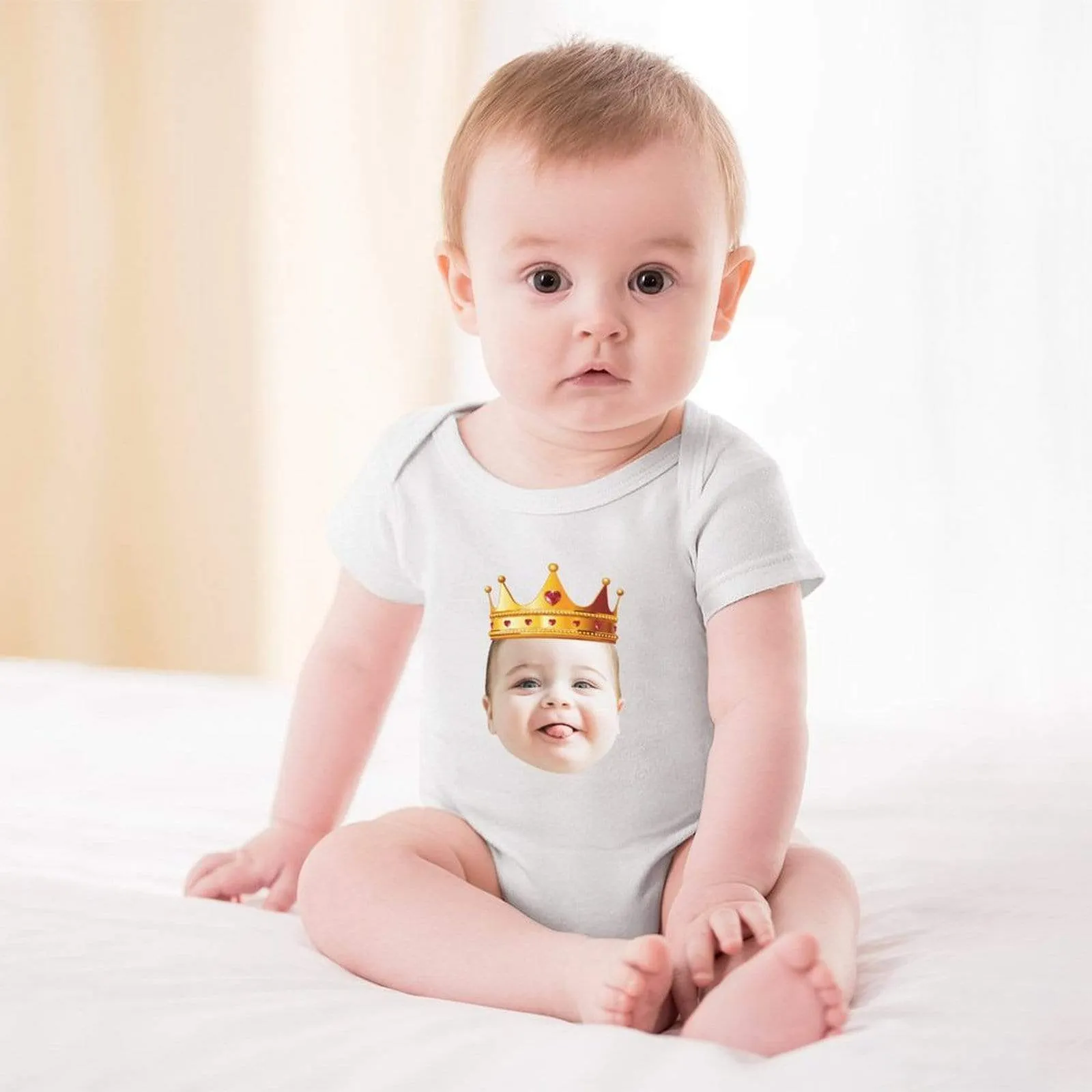 #For 3M-2T Custom Face My King Bubble Romper Newborn Baby Jumpsuit Personalized Girls Boys Baby Bodysuit