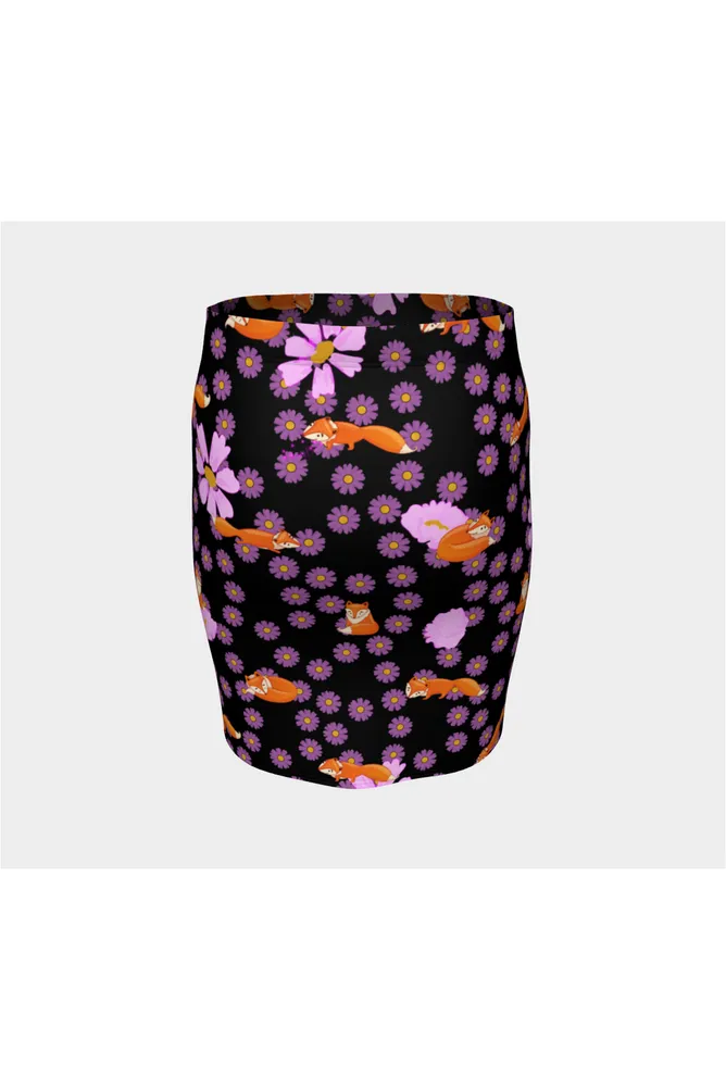 Fox and Flowers Fitted Skirt