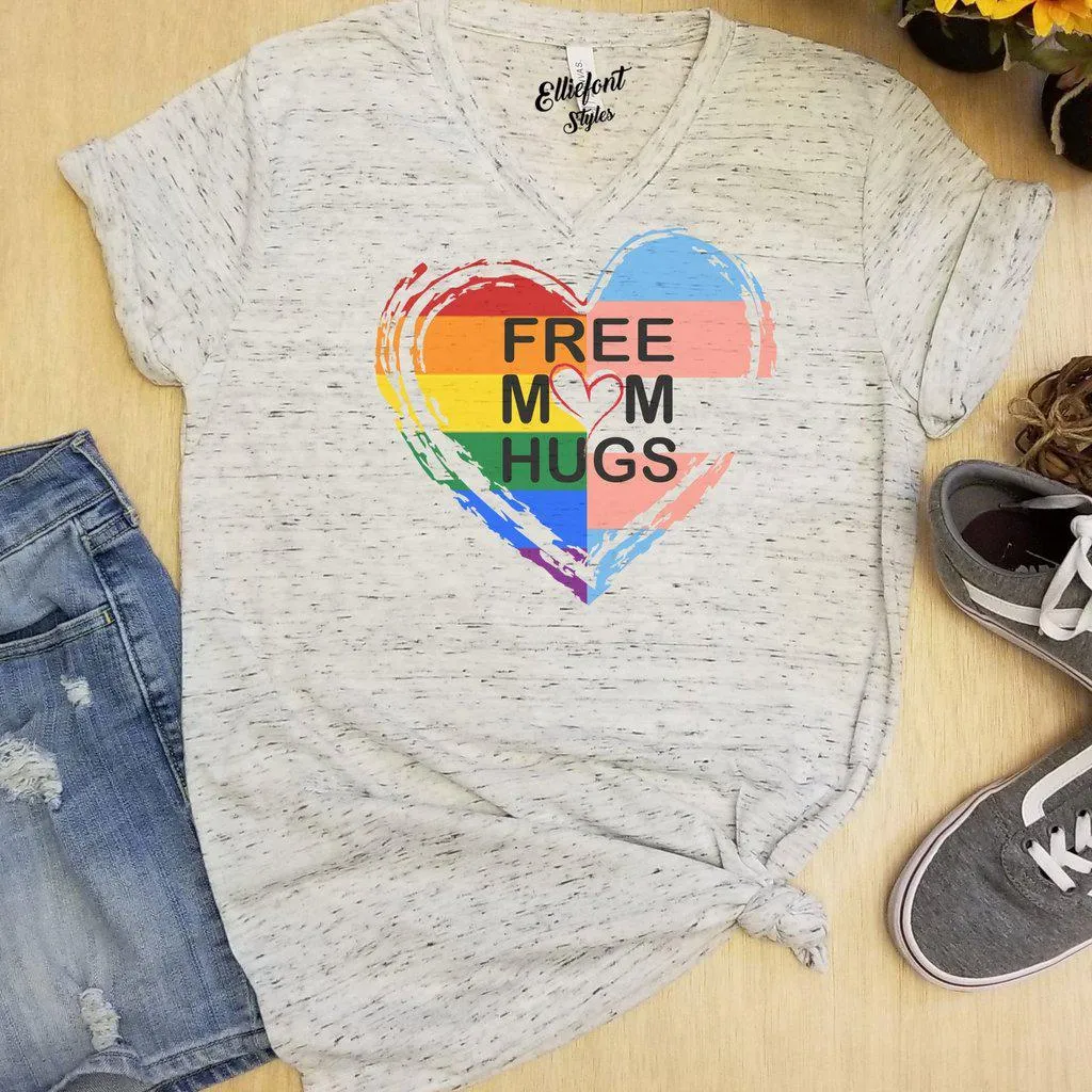 Free Mom Hugs Pride Transgender Vneck Shirt | Pride Parade Shirt