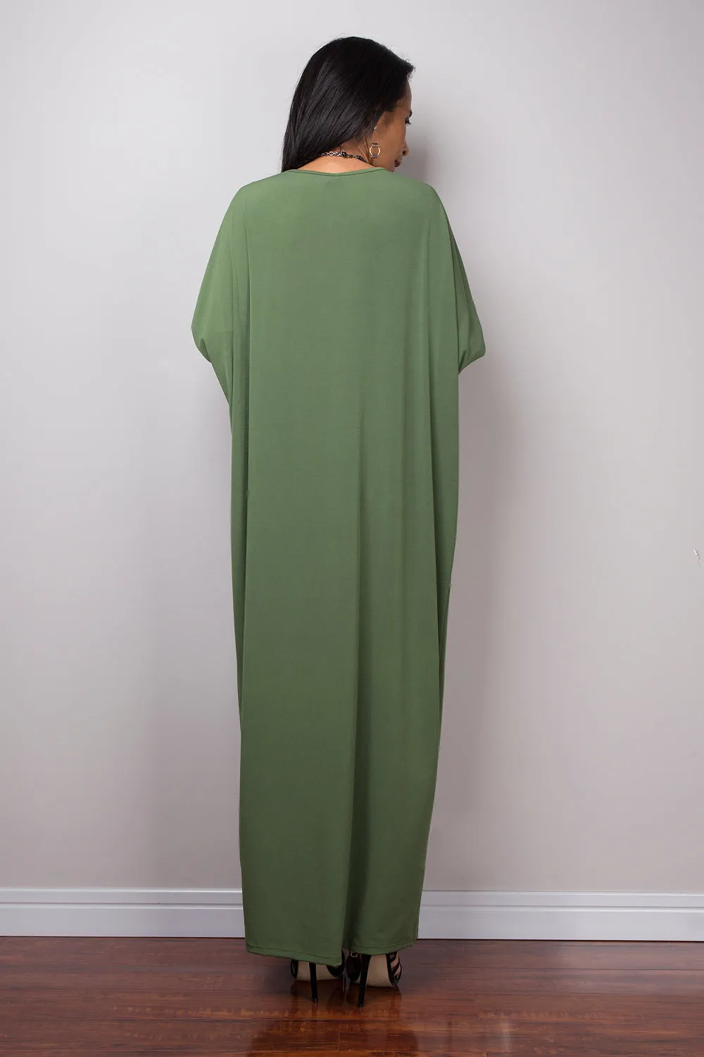 Green Dress, green mid length dress, lounge dress, oversized dress, loose fitting green dress, plus size dress