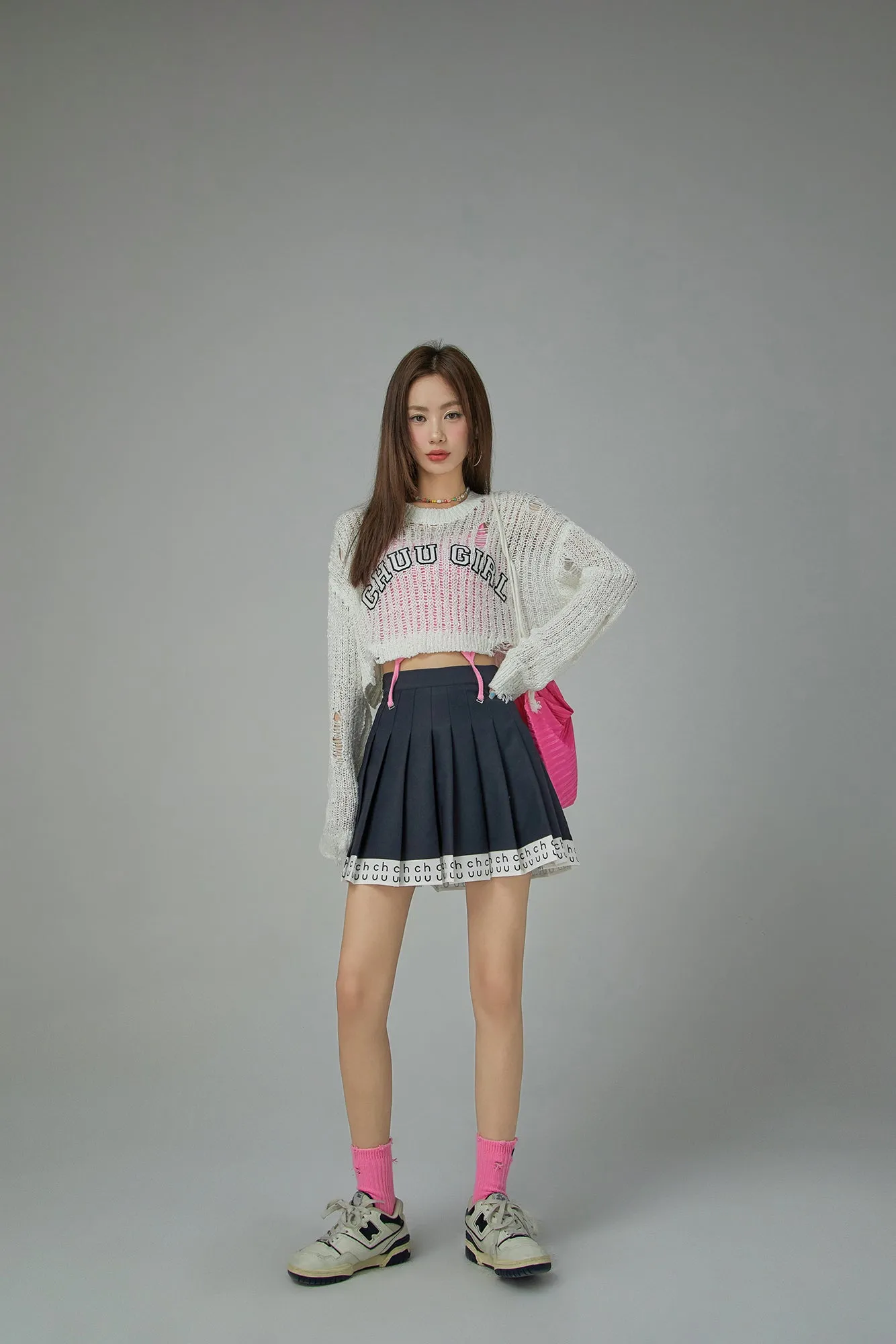 Hem Band Mini Tennis Pleated Skirt