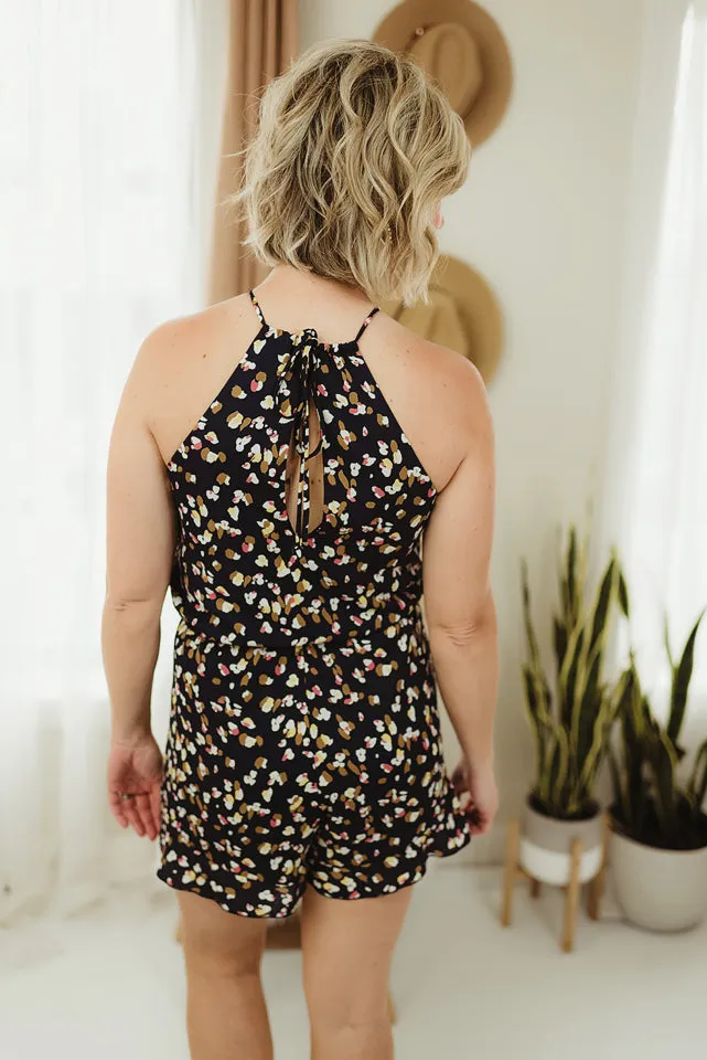 High Neck Printed Romper