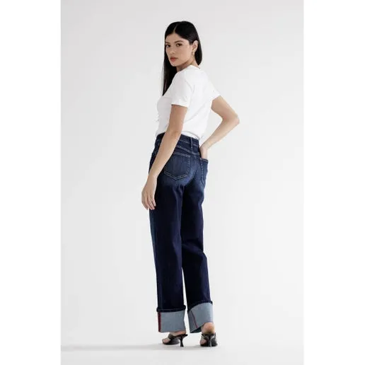 High Rise Wide Leg w/Cuff - Blue Whale - Mica Denim