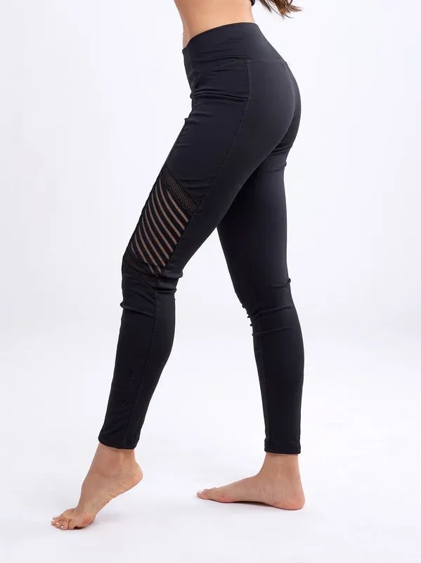 High-Waisted Workout Leggings with Mesh Panels