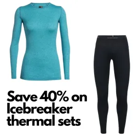 Icebreaker Womens 200 Oasis Merino Thermal Top & Leggings - Teal & Black