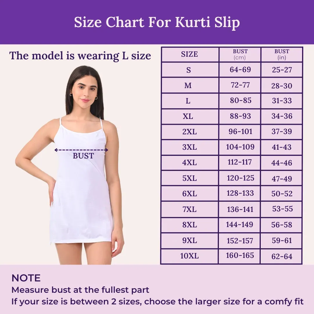 Inner Slip For Kurtis & Kurtas | Adjustable Straps | Front Round Neckline | Side Slits For Easy Movement | Pack Of 3