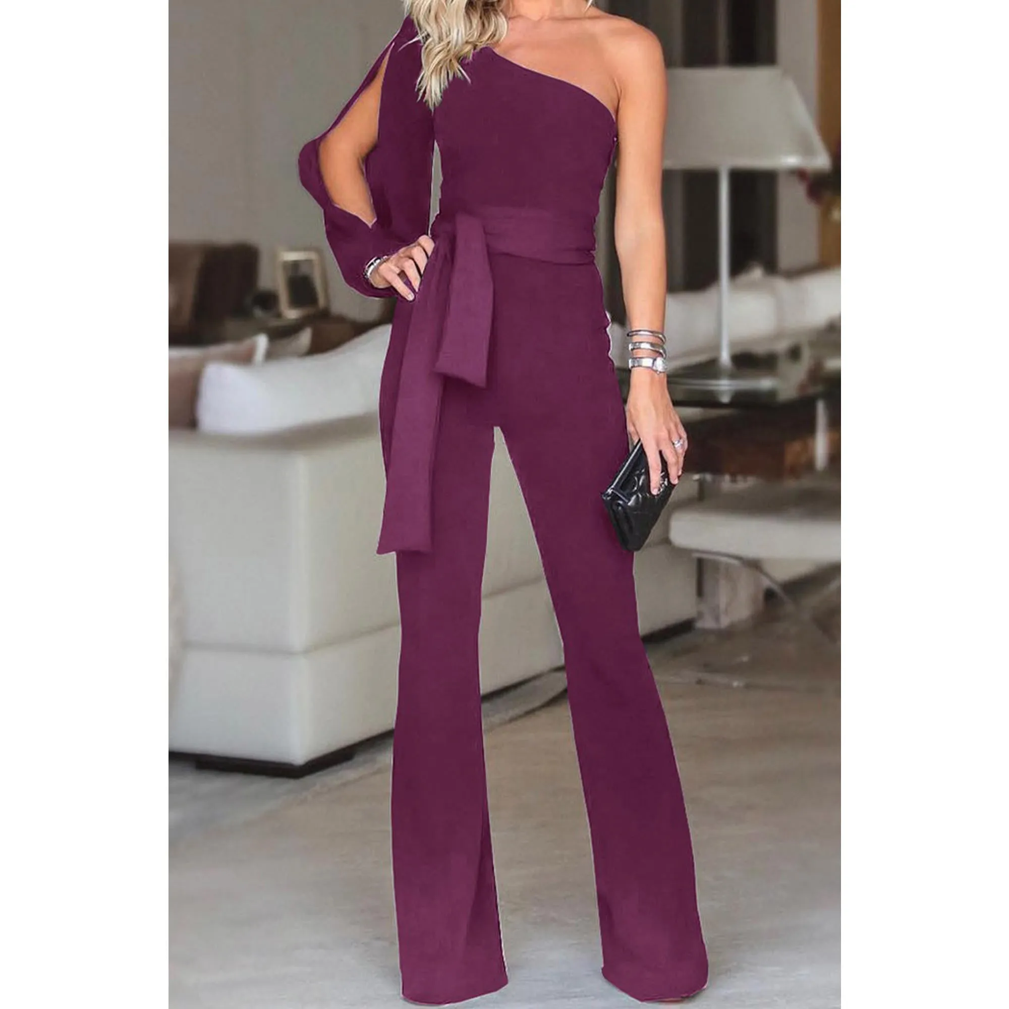 Ketty More Women One Shoulder Loose Fit Fashion Jumpsuit-C13487UJ