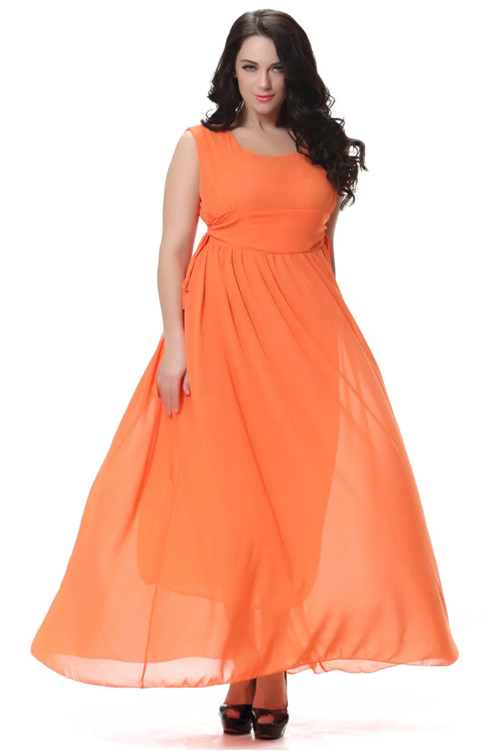 Ketty More Women's Round Neck Pleated Long Gown Prom Night Dress-KMWD379