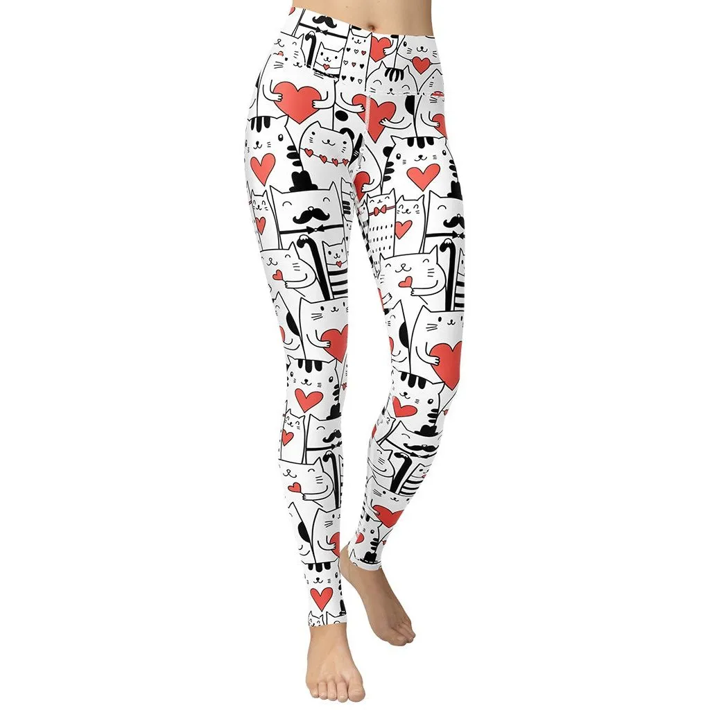 Kitties in Love Yoga Leggings