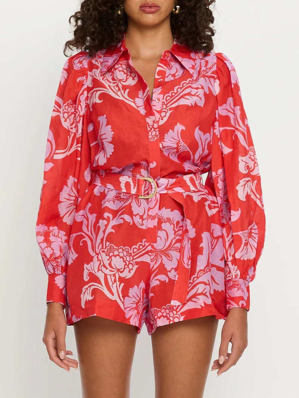 Kiy35 Floral Linen Romper