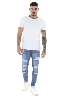 LIGHT WASH RIPPED SKINNY JEANS