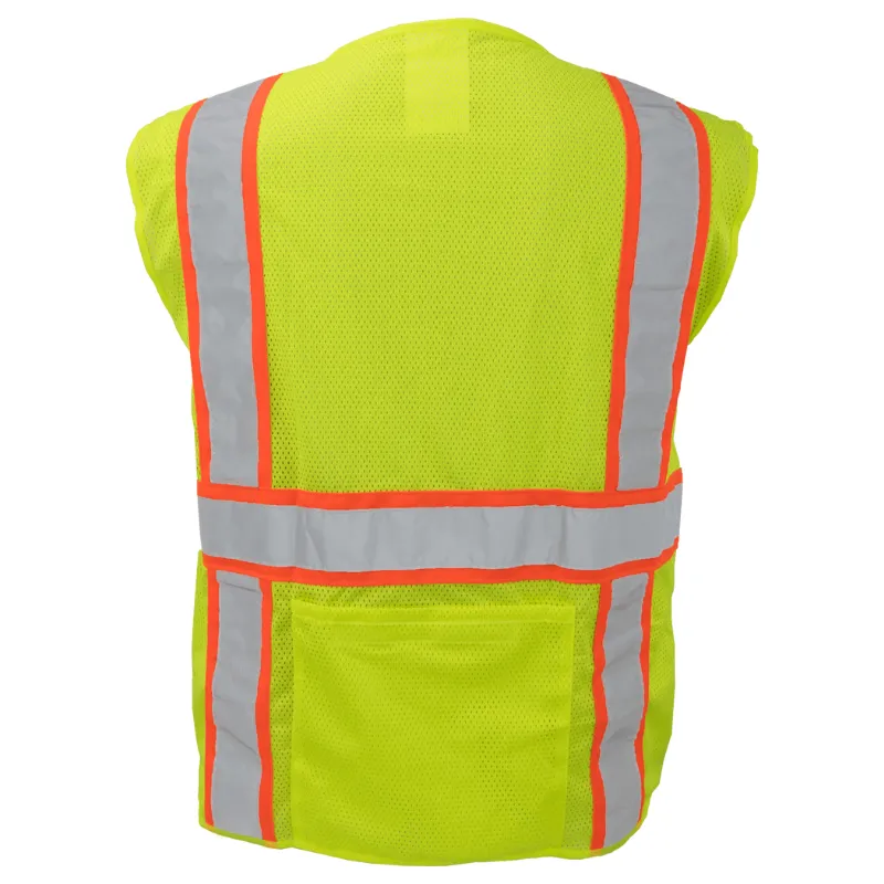 Lime Class 2 Flame Retardant Surveyor Vest with Zipper Front