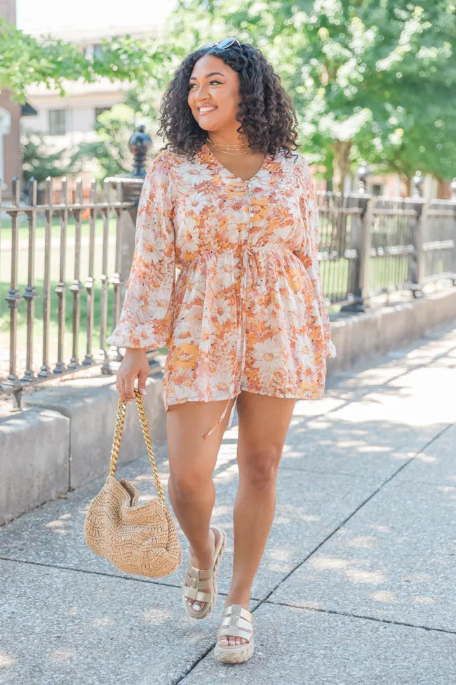 Love Over Fear Multi Floral Long Sleeve Button Front Romper FINAL SALE