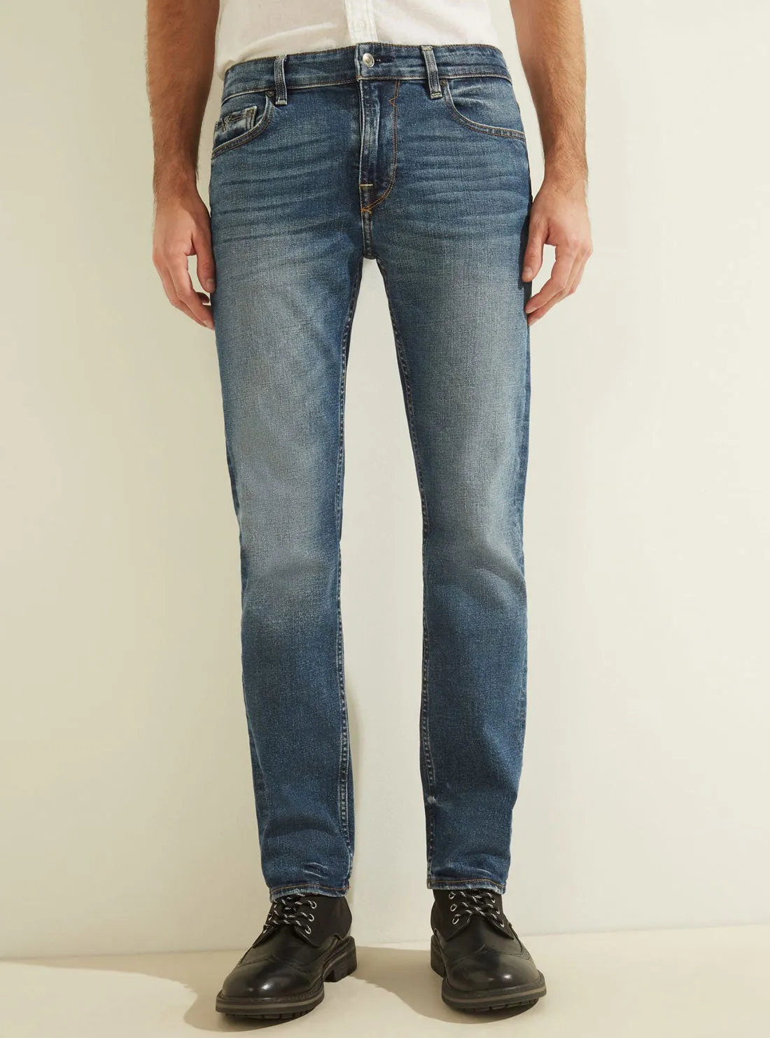 Low-Rise Slim Straight Denim Jeans in Stratus Blue Wash