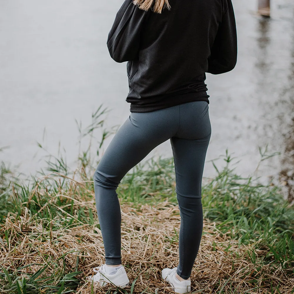 Lynx Legging- Ribbed Charcoal