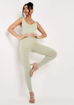 Maddison Olive Scoop Neck Vest Jumpsuit