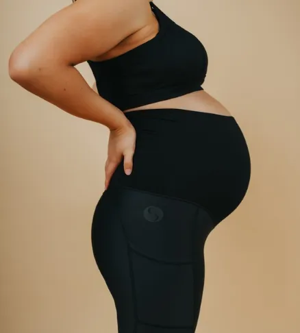 Maternity Leggings with Pockets - Classic Full Length Black