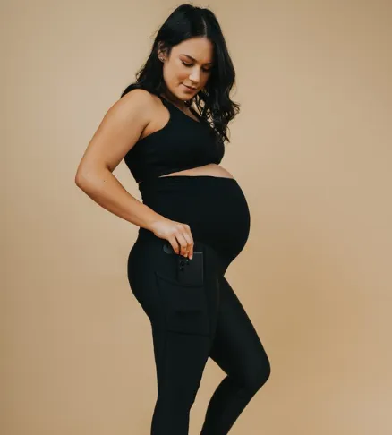 Maternity Leggings with Pockets - Classic Full Length Black