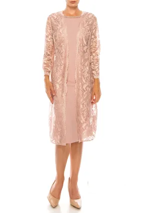 Maya Brooke Lace Duster 2 Piece Jacket Dress