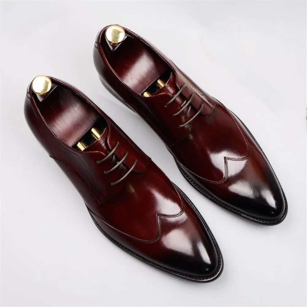 Men Wing Tip Lace Up Pointed Oxford Shoes