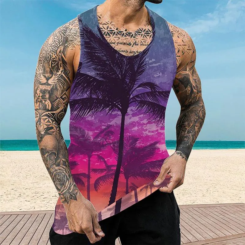 Men's Hawaii Printed Casual Vest 68816277YY