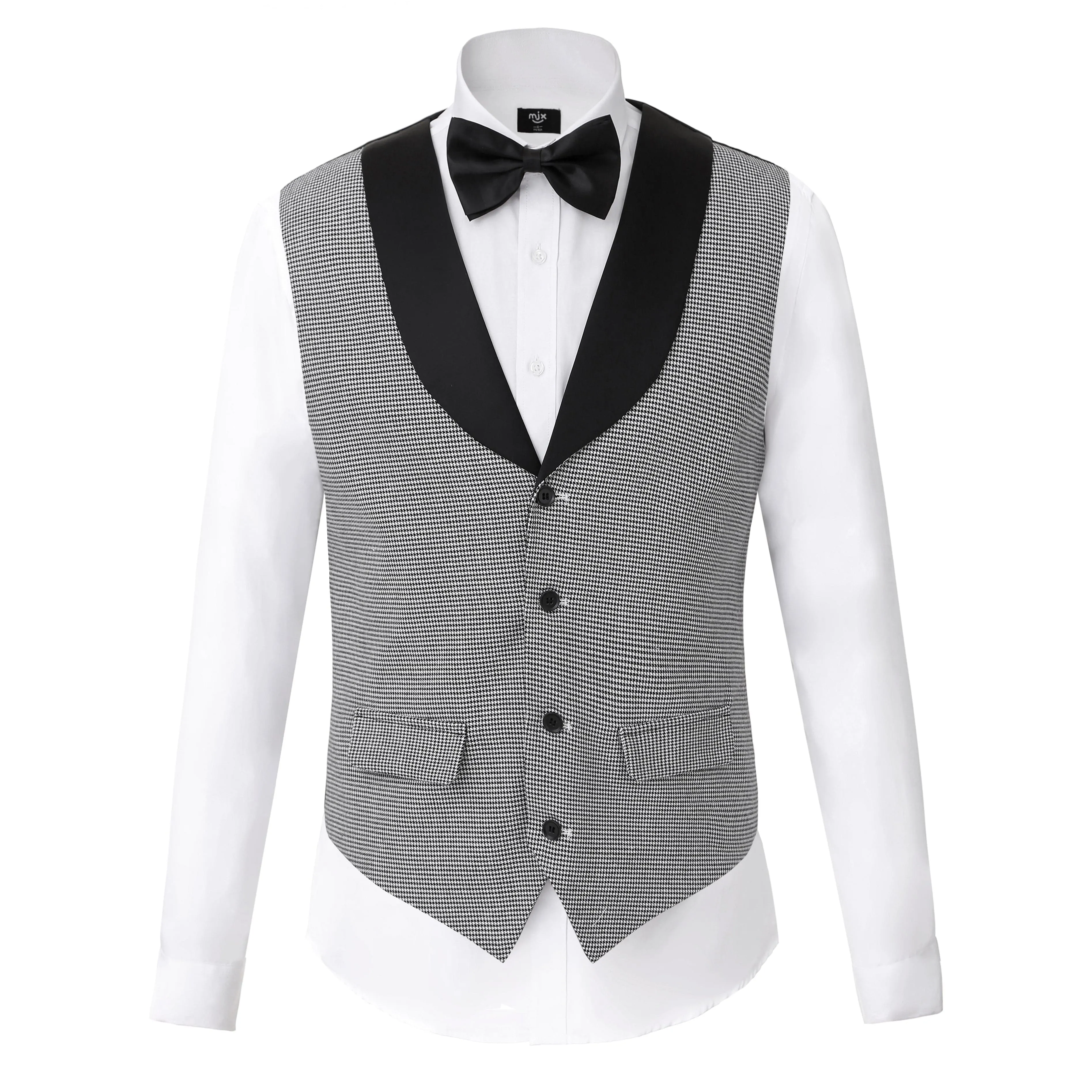 Men's Houndstooth Shawl Lapel For Wedding Party Waistcoat