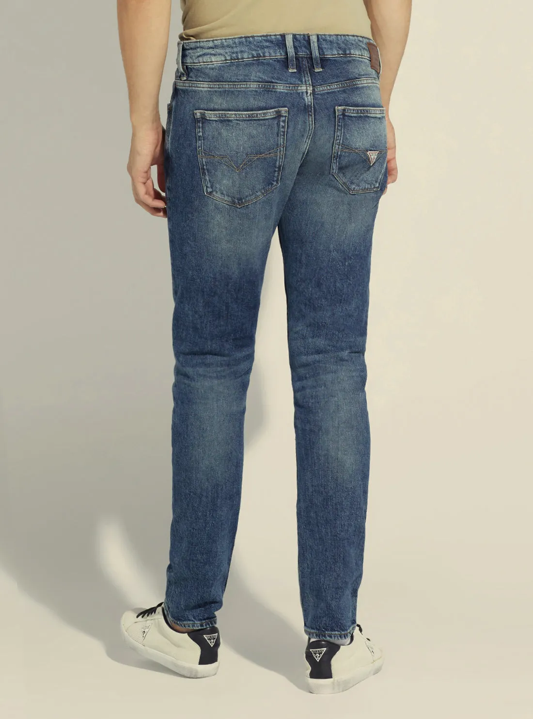 Mid-Rise Slim Tapered Denim Jeans In Hitch Wash