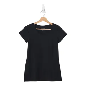 mySTYLE Women's Short Sleeve Stretch Scoop Neck T-Shirt, Black