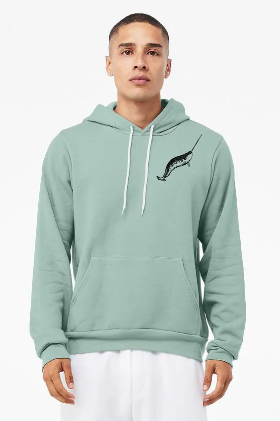 Narwhal Whale Ultra Soft Pull Over Sponge Fleece Hoodie