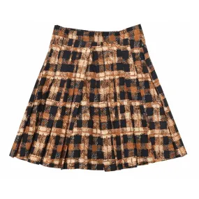 NOMA  CHALK BLUE DISTRESSED PLAID PLEATED SKIRT