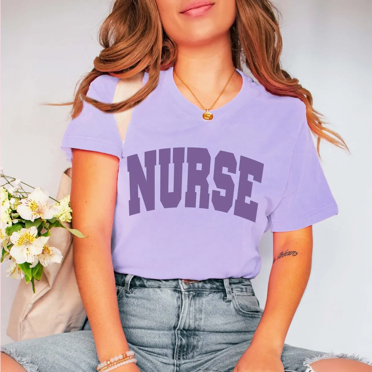 Nurse Collegiate Letter Tee