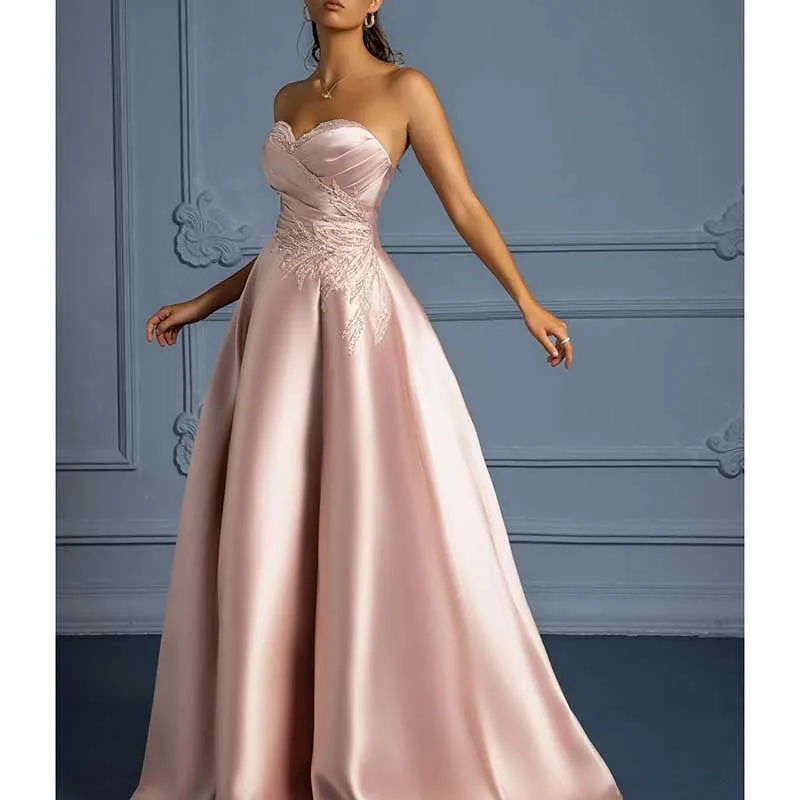 Off Shoulder Satin A-line Long Evening Dress High Split Lace-up Ball Gown