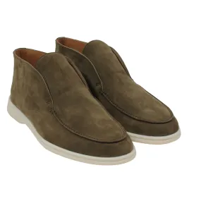 Olive Green Suede Uomo Open Walk Mid Ankle Slip On's