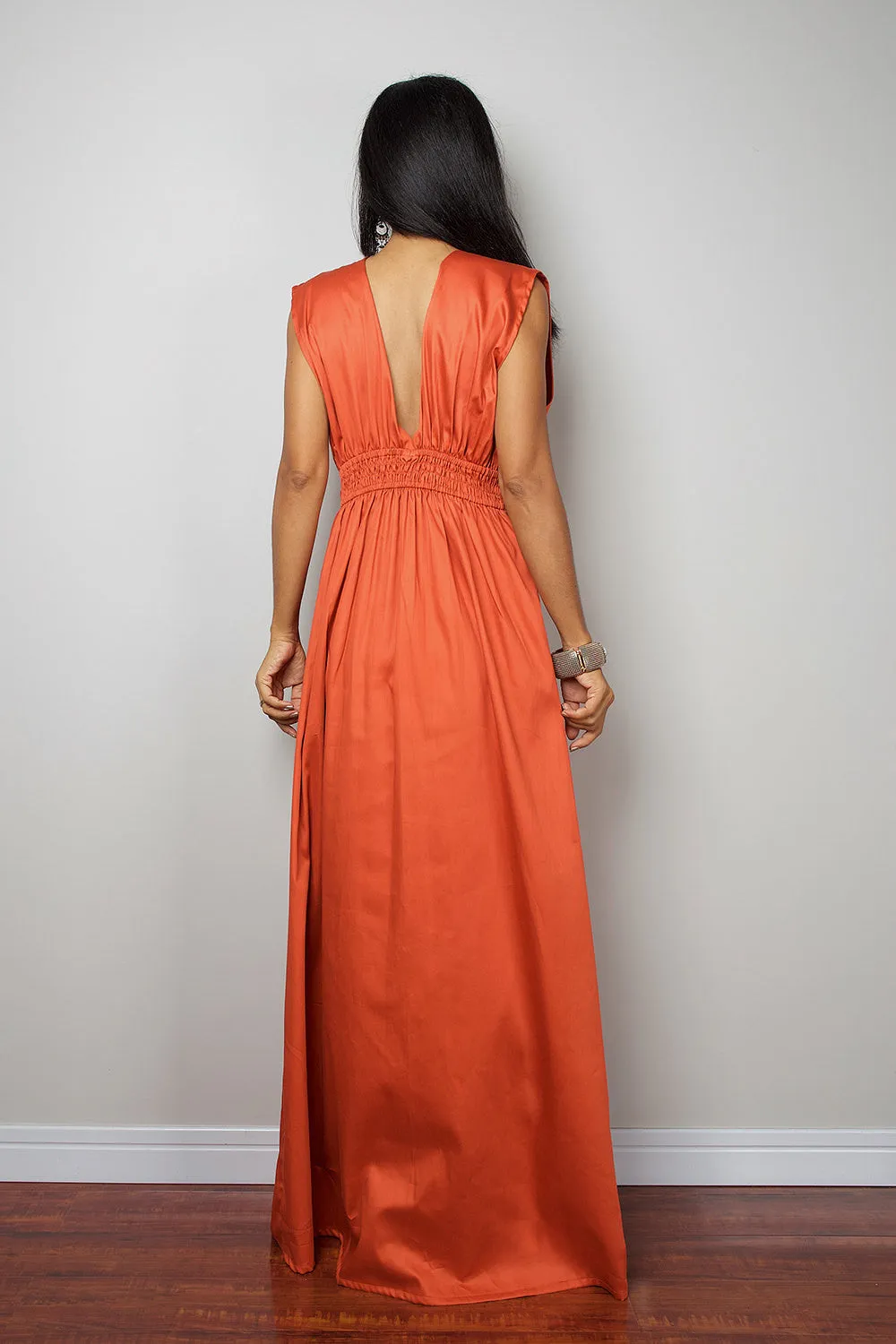 Orange Maxi Dress - Long Formal Orange dress - Orange Dress  : Oriental Secrets Collection II