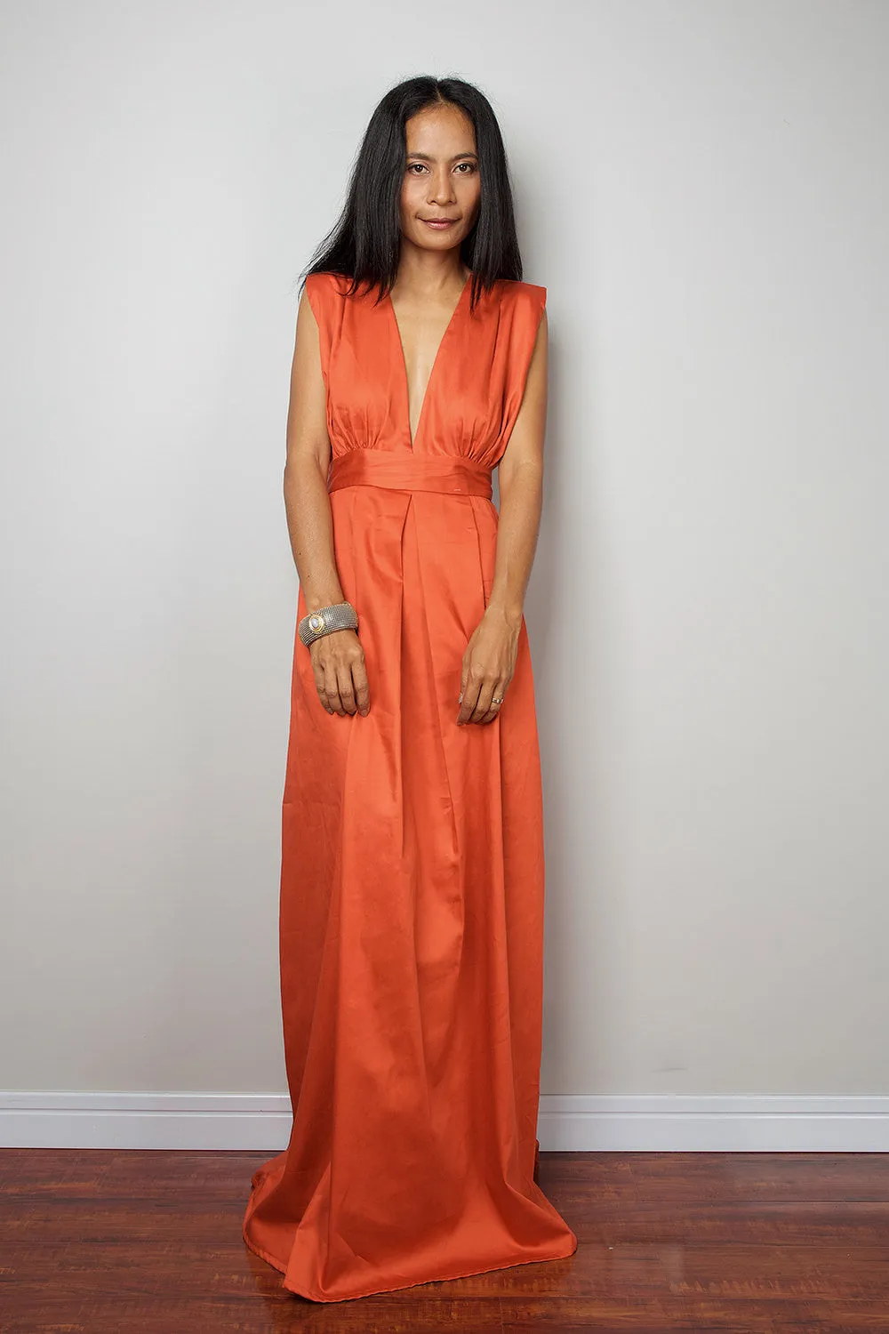 Orange Maxi Dress - Long Formal Orange dress - Orange Dress  : Oriental Secrets Collection II