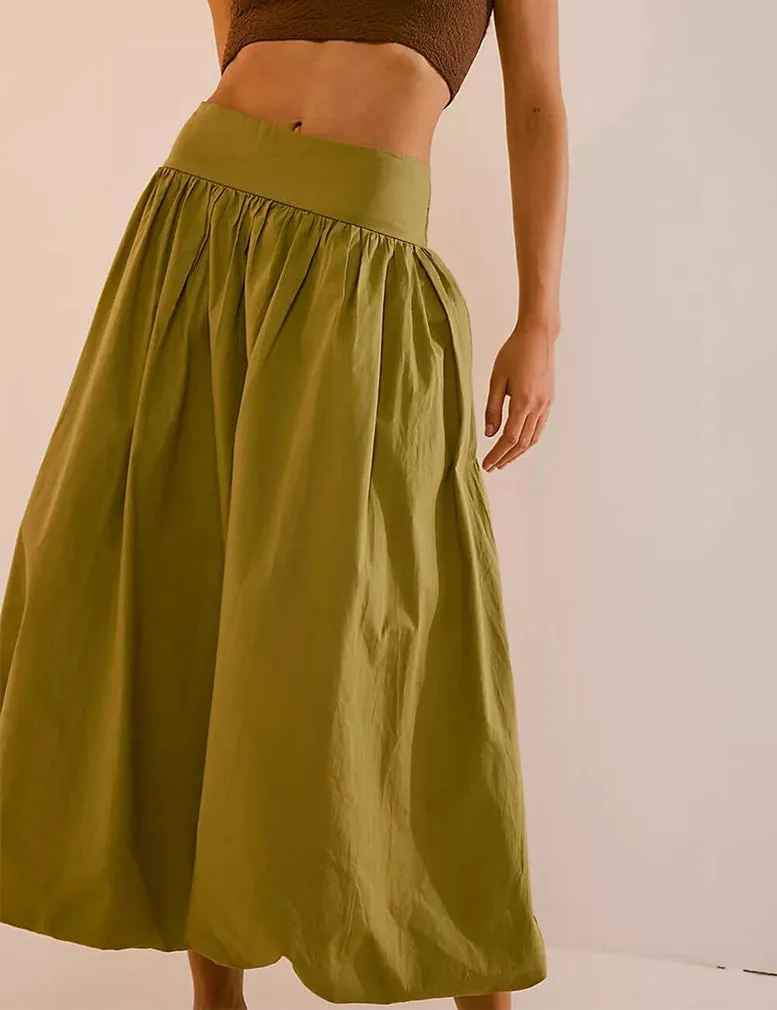 Palm Green Bubble Midi Skirt