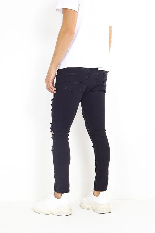 PATCH DETAIL DARK CHARCOAL SKINNY JEANS