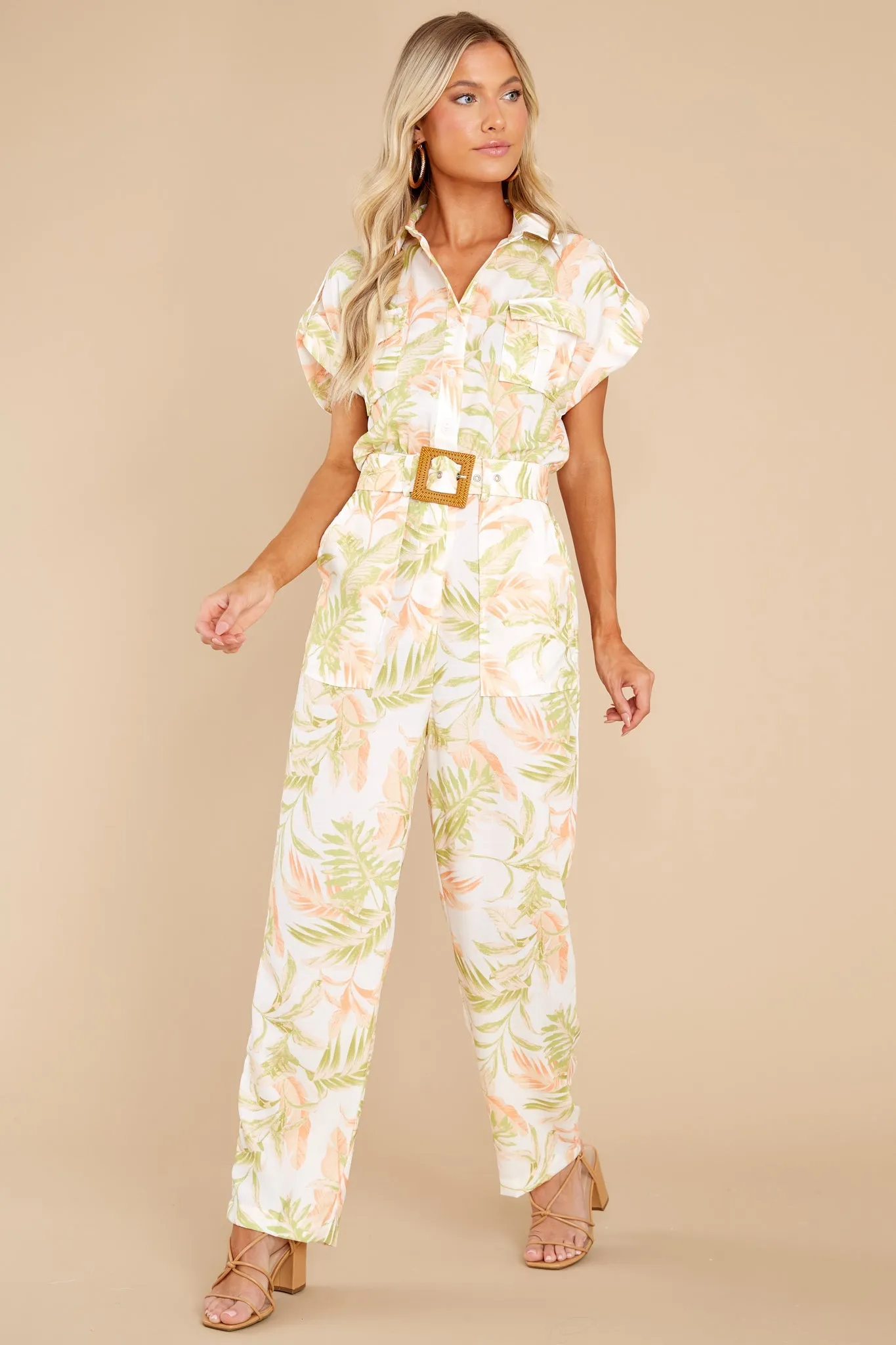 Phases And Stages White Multi Leaf Print Jumpsuit