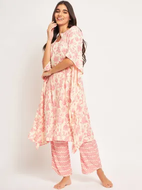 Pink Floral Kaftan Coord Set