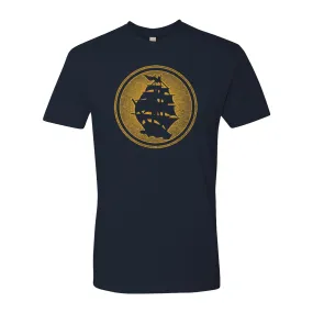 Pirates Press - Circle Logo - Gold on Navy - T-Shirt