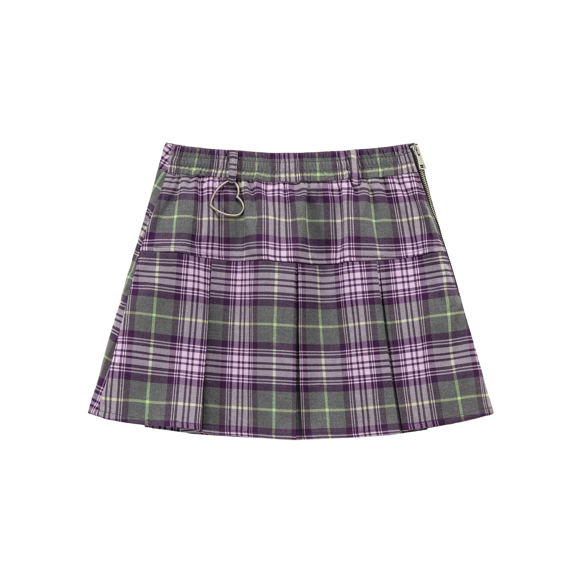 Pleated Check Mini Skirt