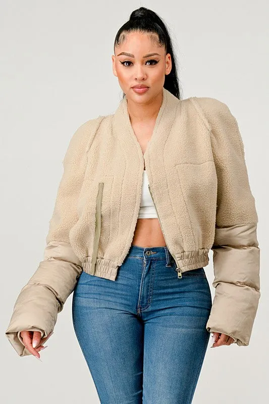 PLUSH BOMBER JACKET