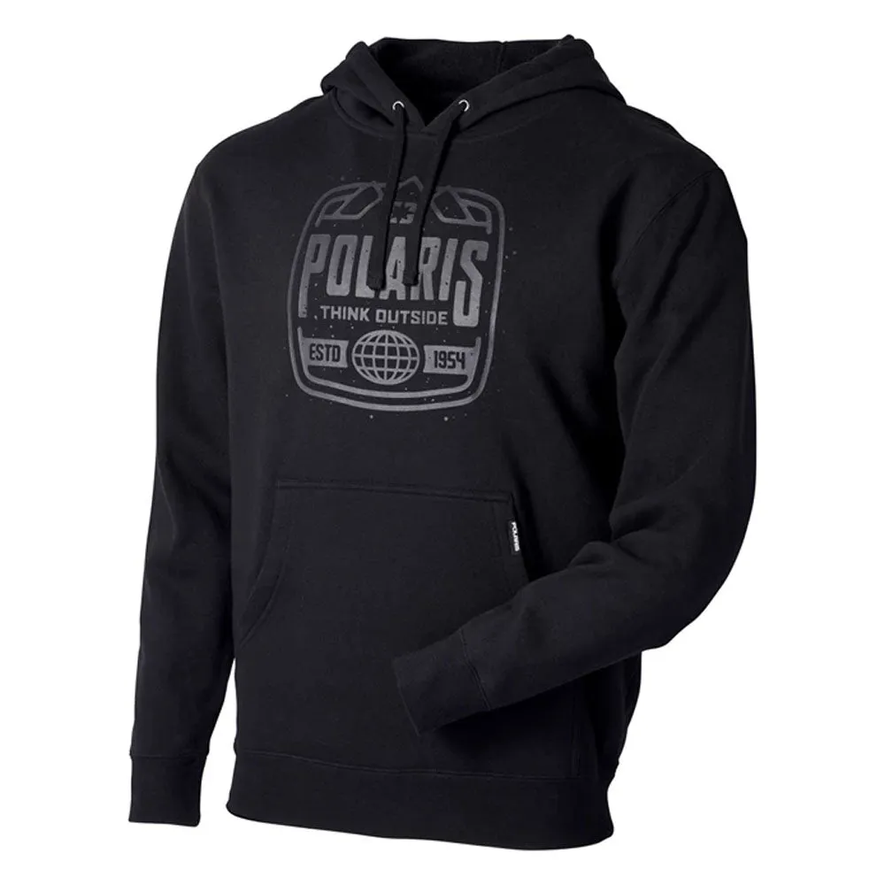 Polaris  Mens Black Stamp Pullover Hoodie Soft Cozy Warm Casual Fleece Sweatshirt