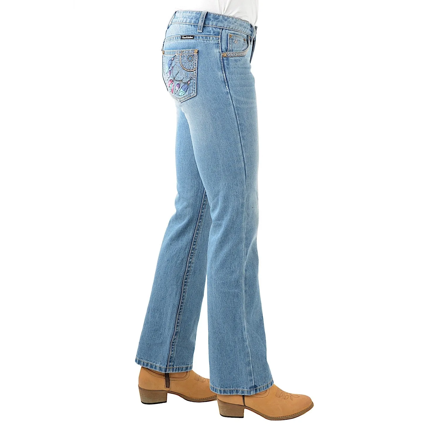 Pure Western Women's Sunny Boot Cut Jean 34" Leg Faded Blue