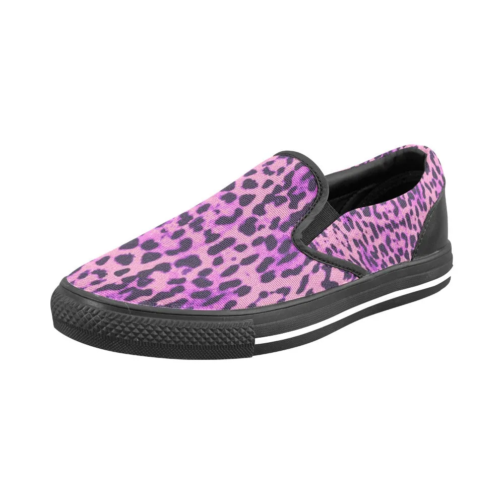 Purple Cheetah Slip-on Canvas Women's Shoes